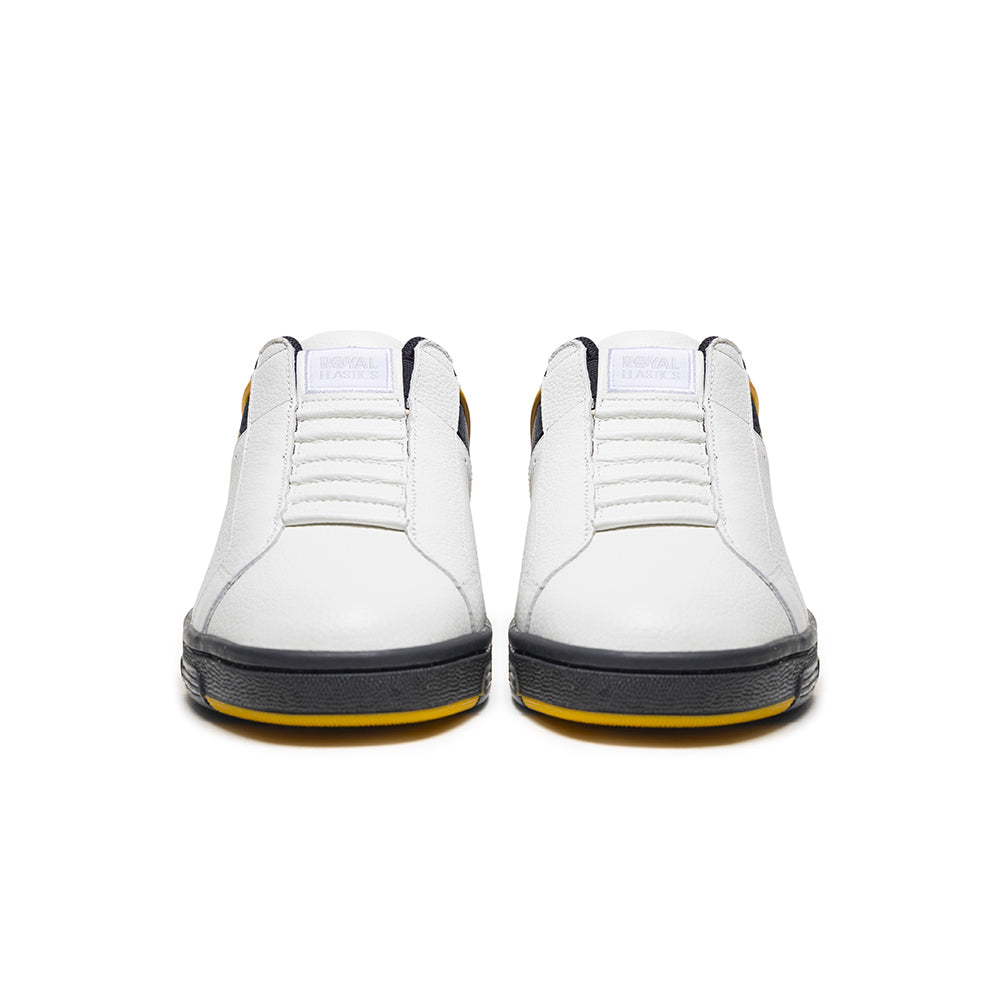 Men's Icon OG White Black Yellow Logo Leather Sneakers 001952-039