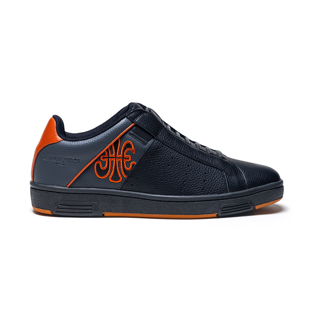 Men's Icon OG Black Gray Orange Logo Leather Sneakers 001952-928