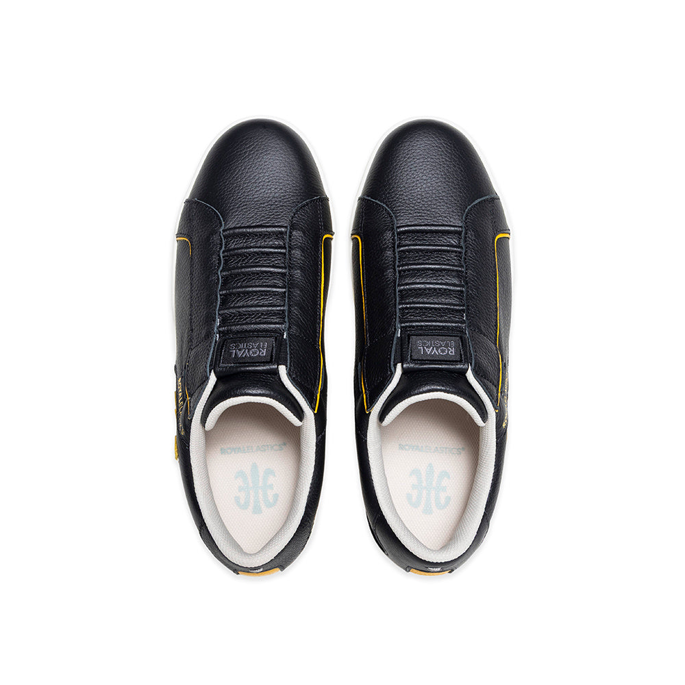 Men's Adelaide Black Yellow Leather Sneakers