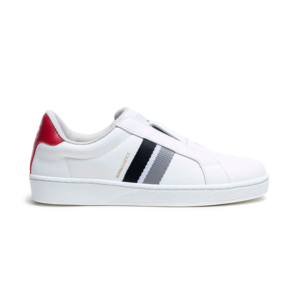 Men's Bishop White Black Red Leather Sneakers