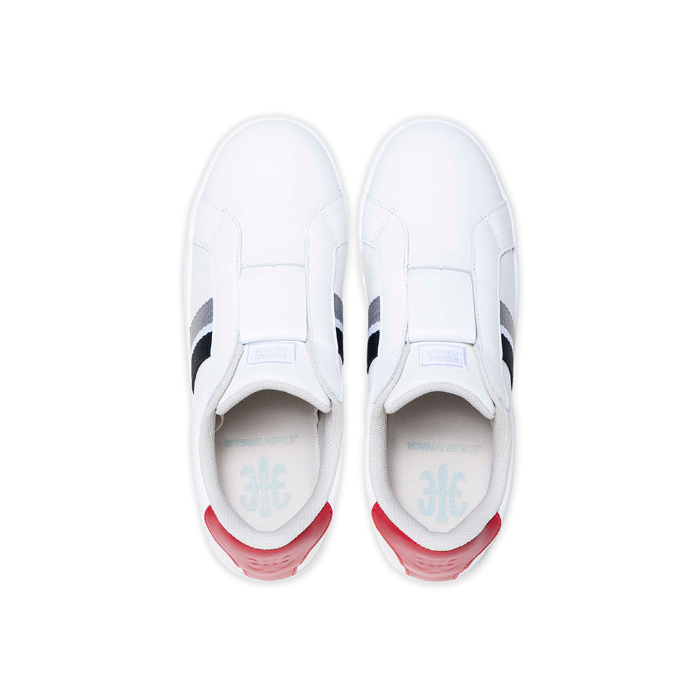 Men's Bishop White Black Red Leather Sneakers