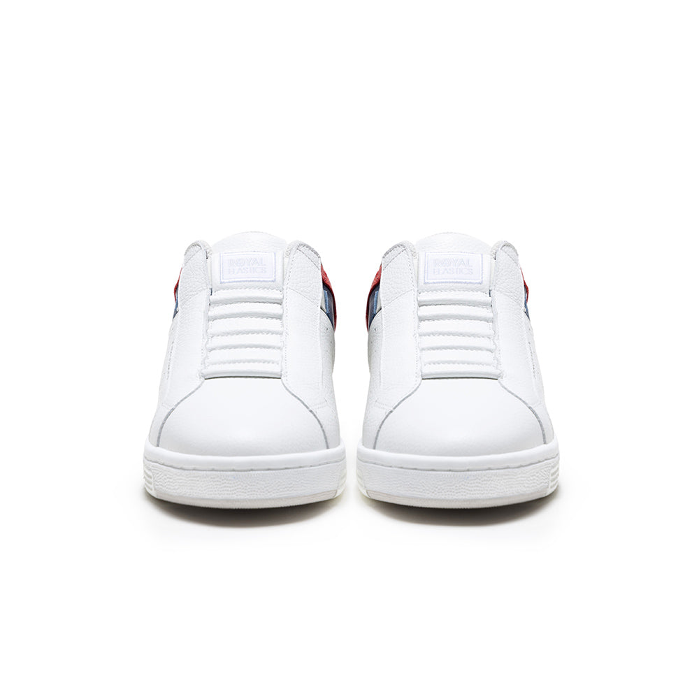 Men's Icon OG White Blue Red Logo Leather Sneakers