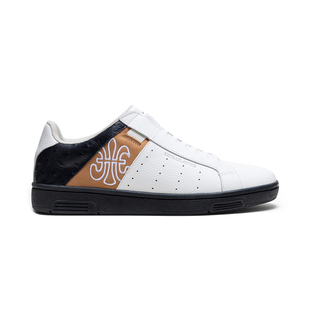 Men's Icon OG White Brown Black Logo Leather Sneakers