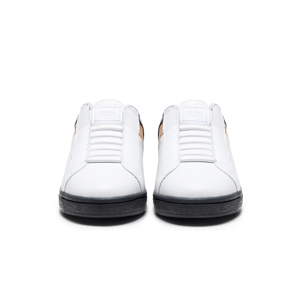 Men's Icon OG White Brown Black Logo Leather Sneakers