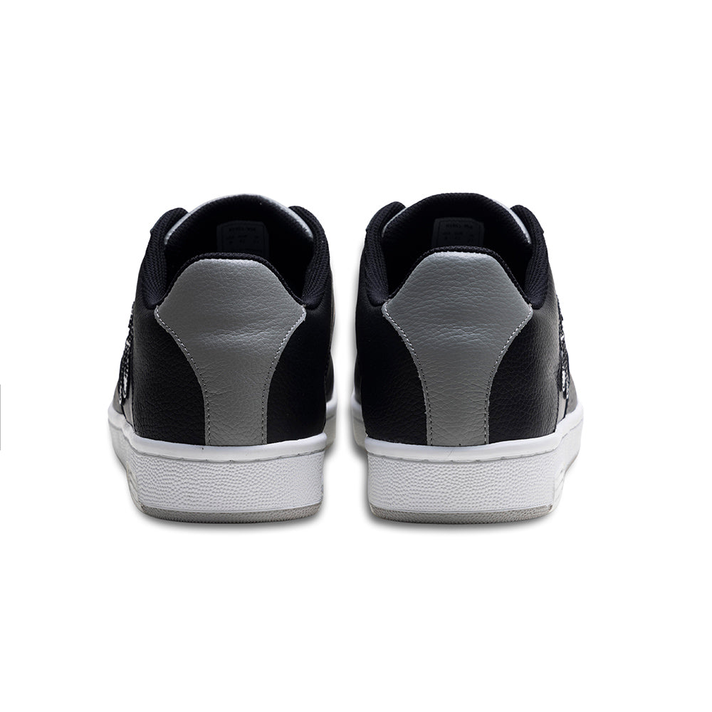 Men's Icon OG Black Gray Logo Leather Sneakers