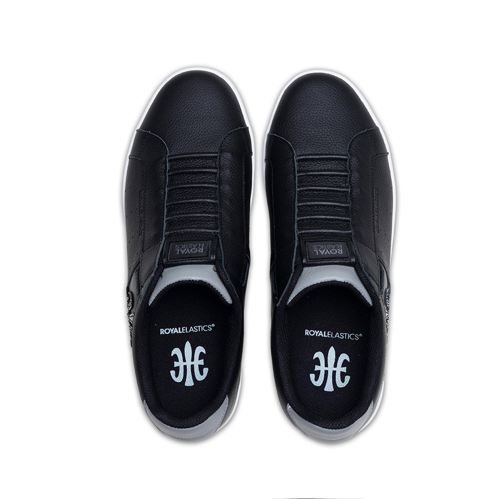Men's Icon OG Black Gray Logo Leather Sneakers