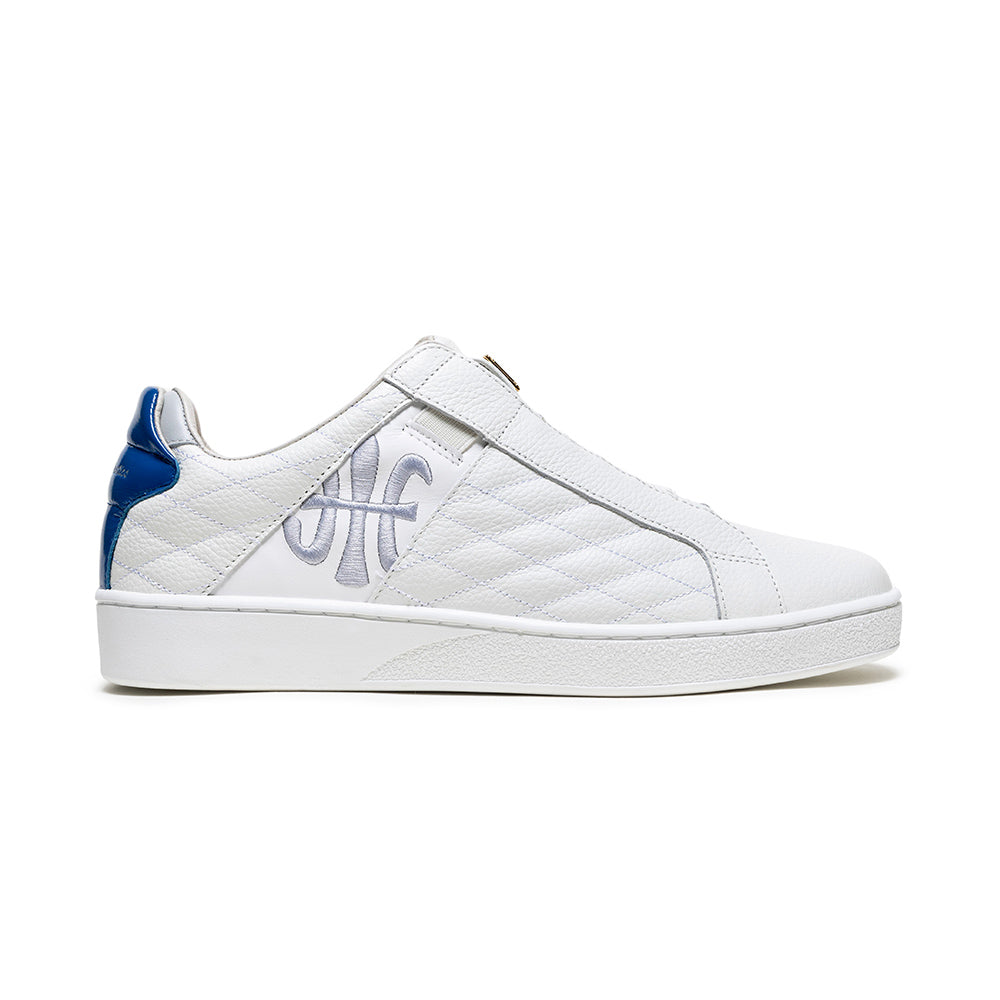 Men's Icon Lux White Blue Leather Sneakers