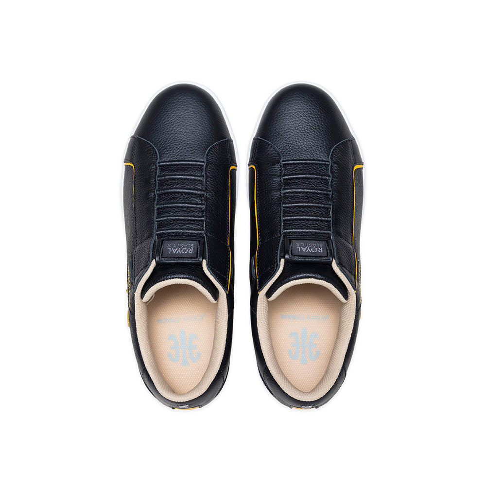 Men's Adelaide Black Yellow Leather Sneakers