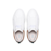 Men's Icon 2.0 White Brown Green Logo Leather Sneakers