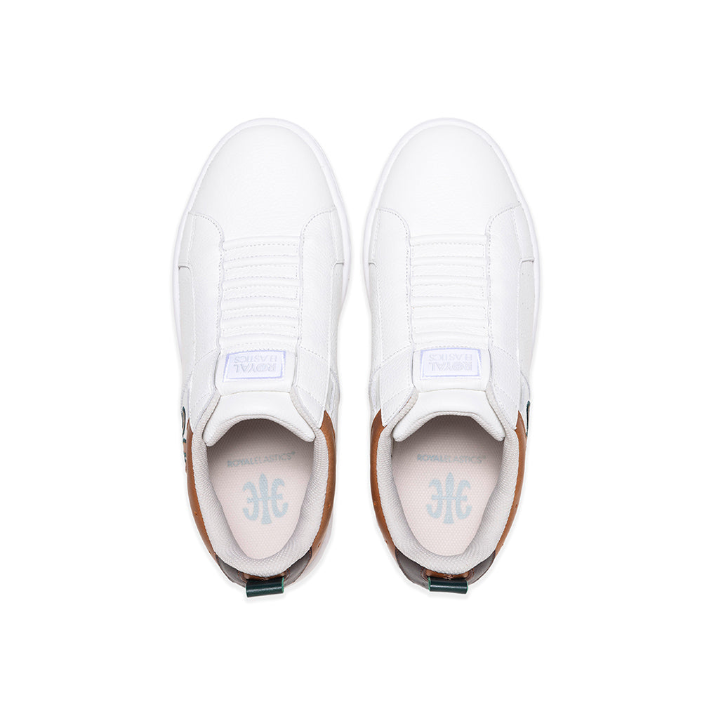 Men's Icon 2.0 White Brown Green Logo Leather Sneakers