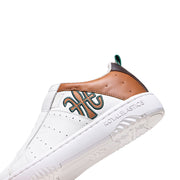 Men's Icon 2.0 White Brown Green Logo Leather Sneakers