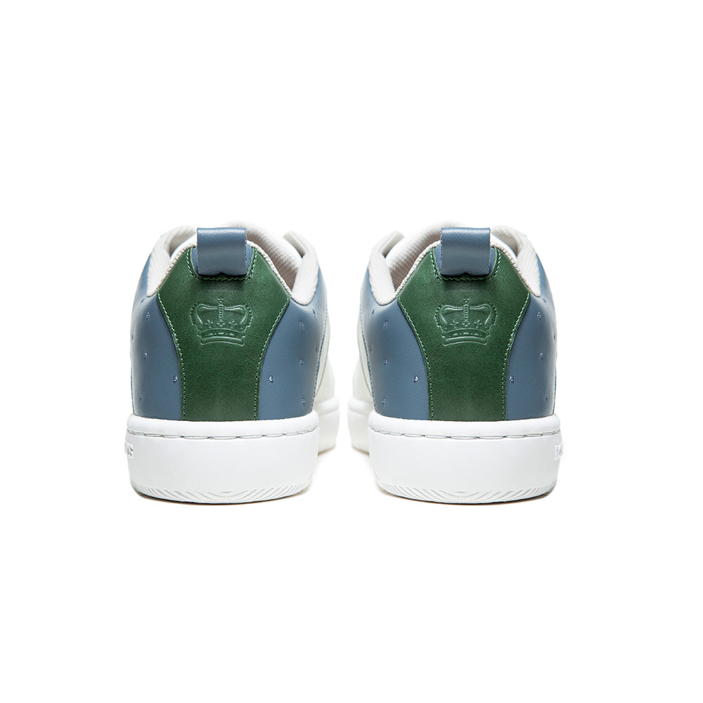 Men's Icon 2.0 White Blue Green Logo Leather Sneakers