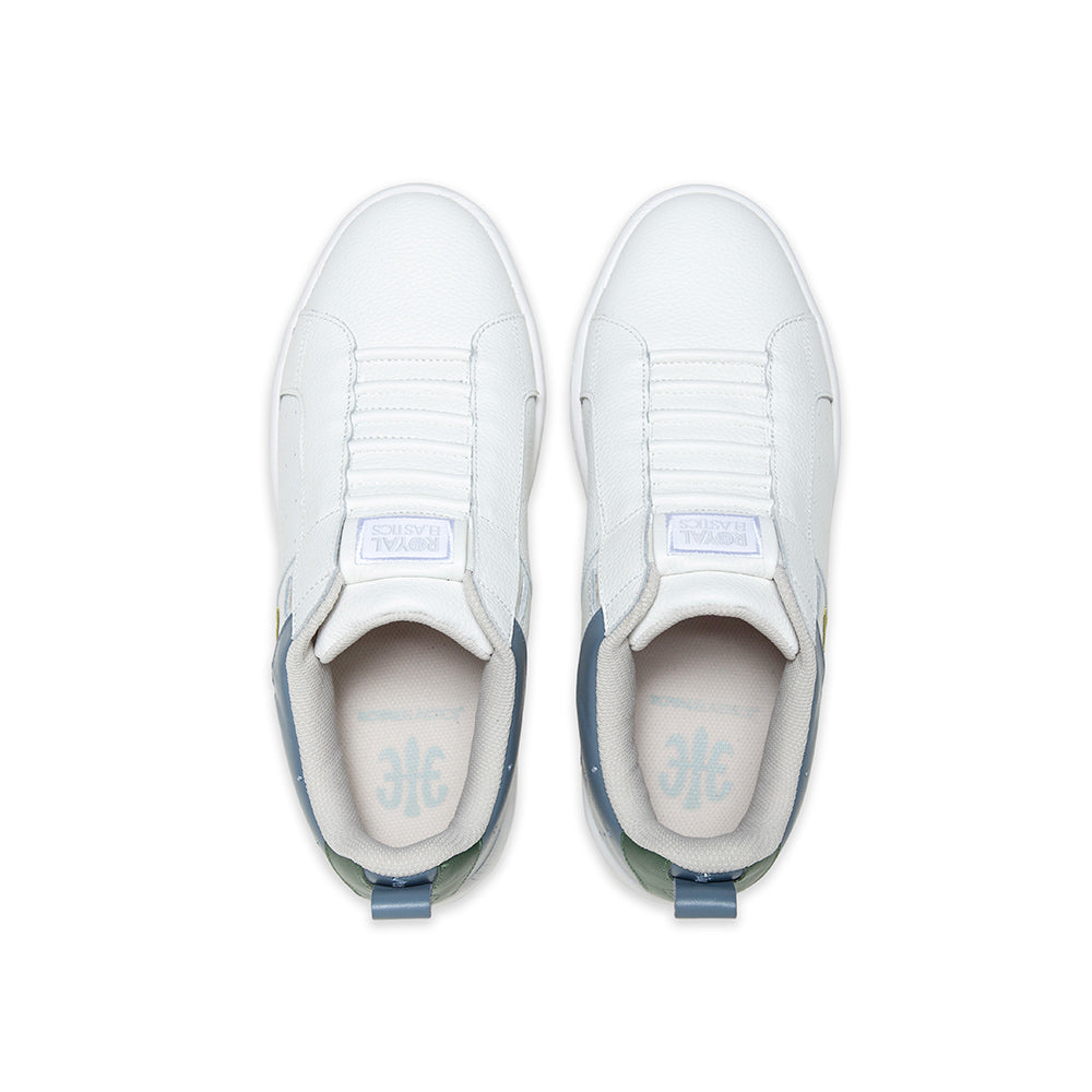 Men's Icon 2.0 White Blue Green Logo Leather Sneakers