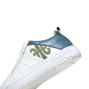 Men's Icon 2.0 White Blue Green Logo Leather Sneakers