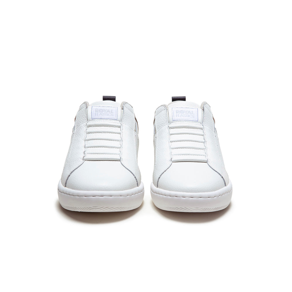 Men's Icon 2.0 White Gray Blue Logo Leather Sneakers
