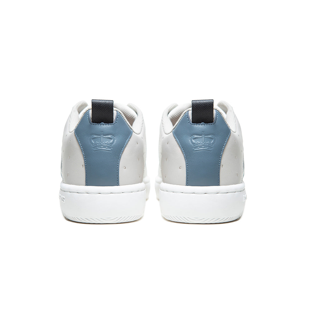 Men's Icon 2.0 White Gray Blue Logo Leather Sneakers