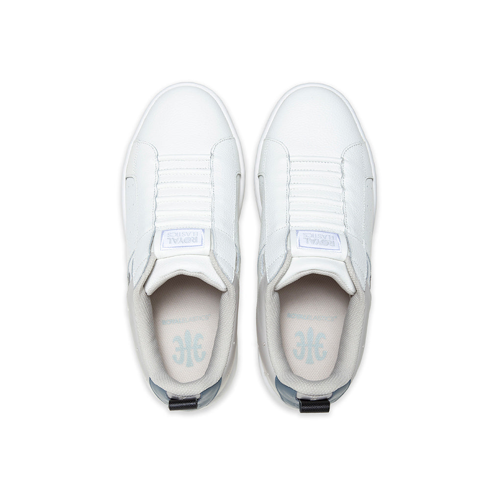 Men's Icon 2.0 White Gray Blue Logo Leather Sneakers