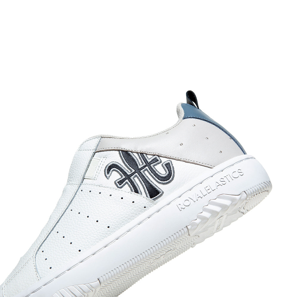 Men's Icon 2.0 White Gray Blue Logo Leather Sneakers