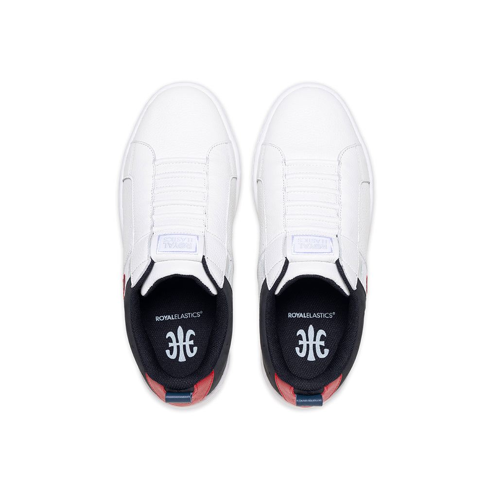 Men's Icon 2.0 White Black Red Logo Leather Sneakers
