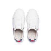 Men's Icon 2.0 White Blue Red Logo Leather Sneakers