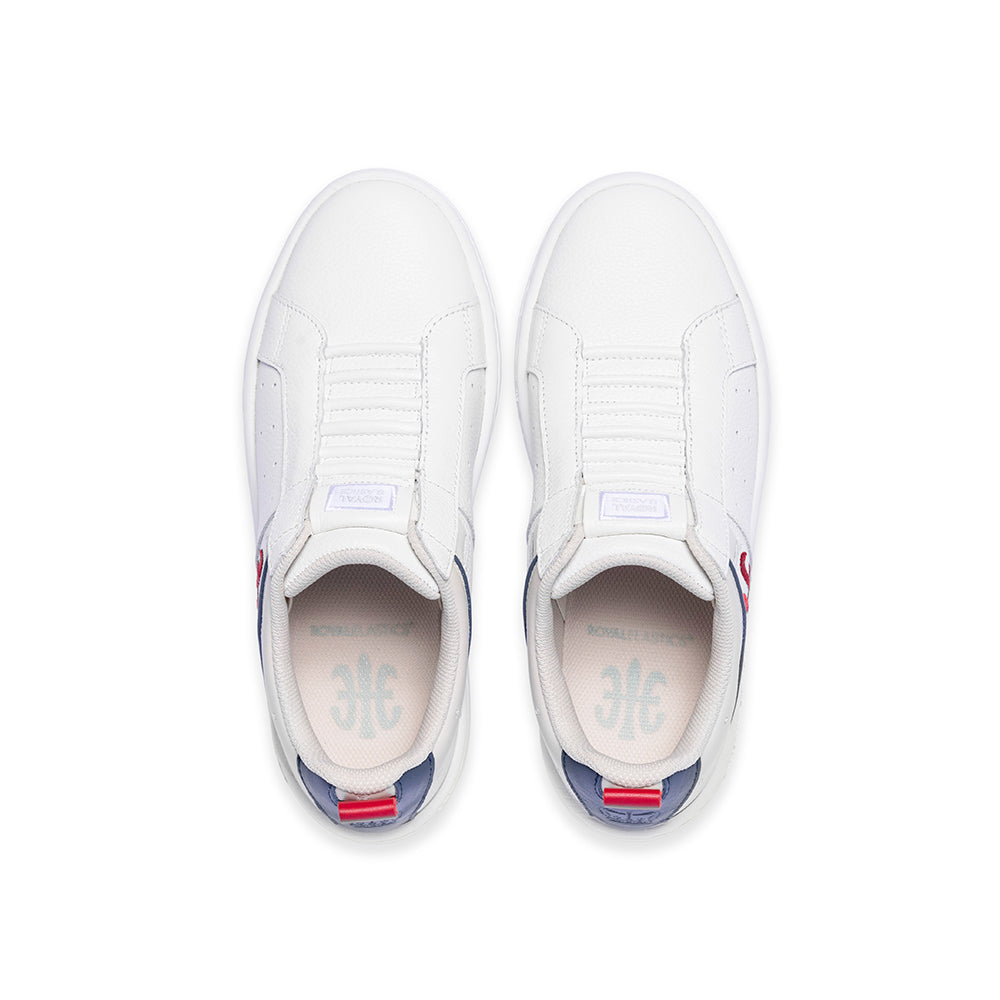 Men's Icon 2.0 White Blue Red Logo Leather Sneakers