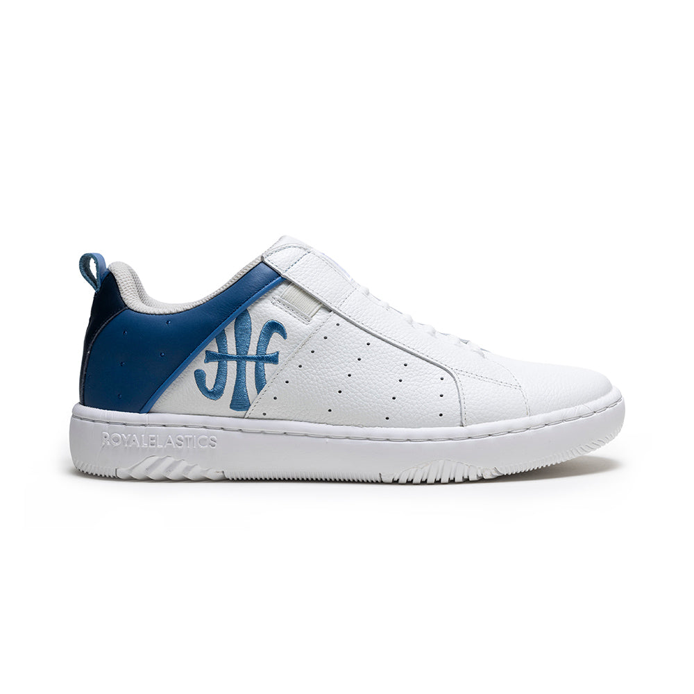 Men's Icon 2.0 White Blue Logo Leather Sneakers