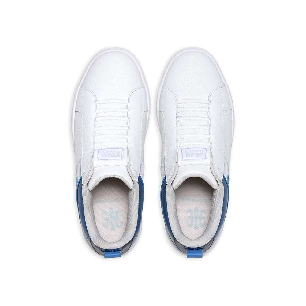 Men's Icon 2.0 White Blue Logo Leather Sneakers