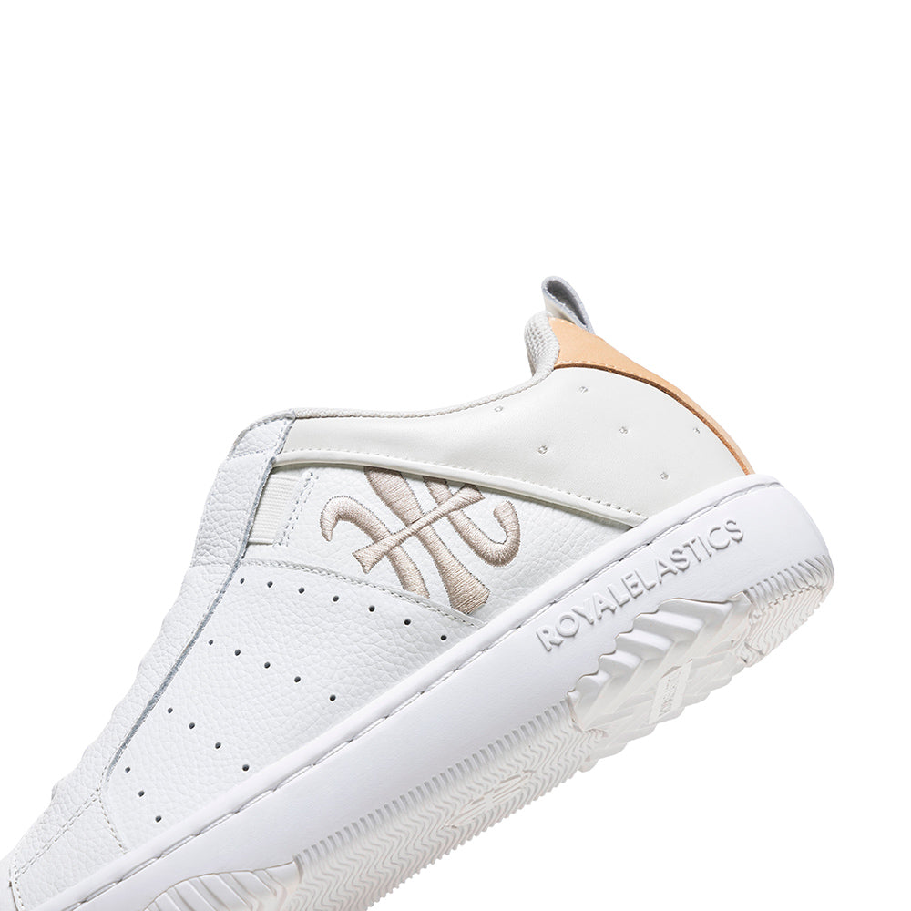 Men's Icon 2.0 White Gold Logo Leather Sneakers