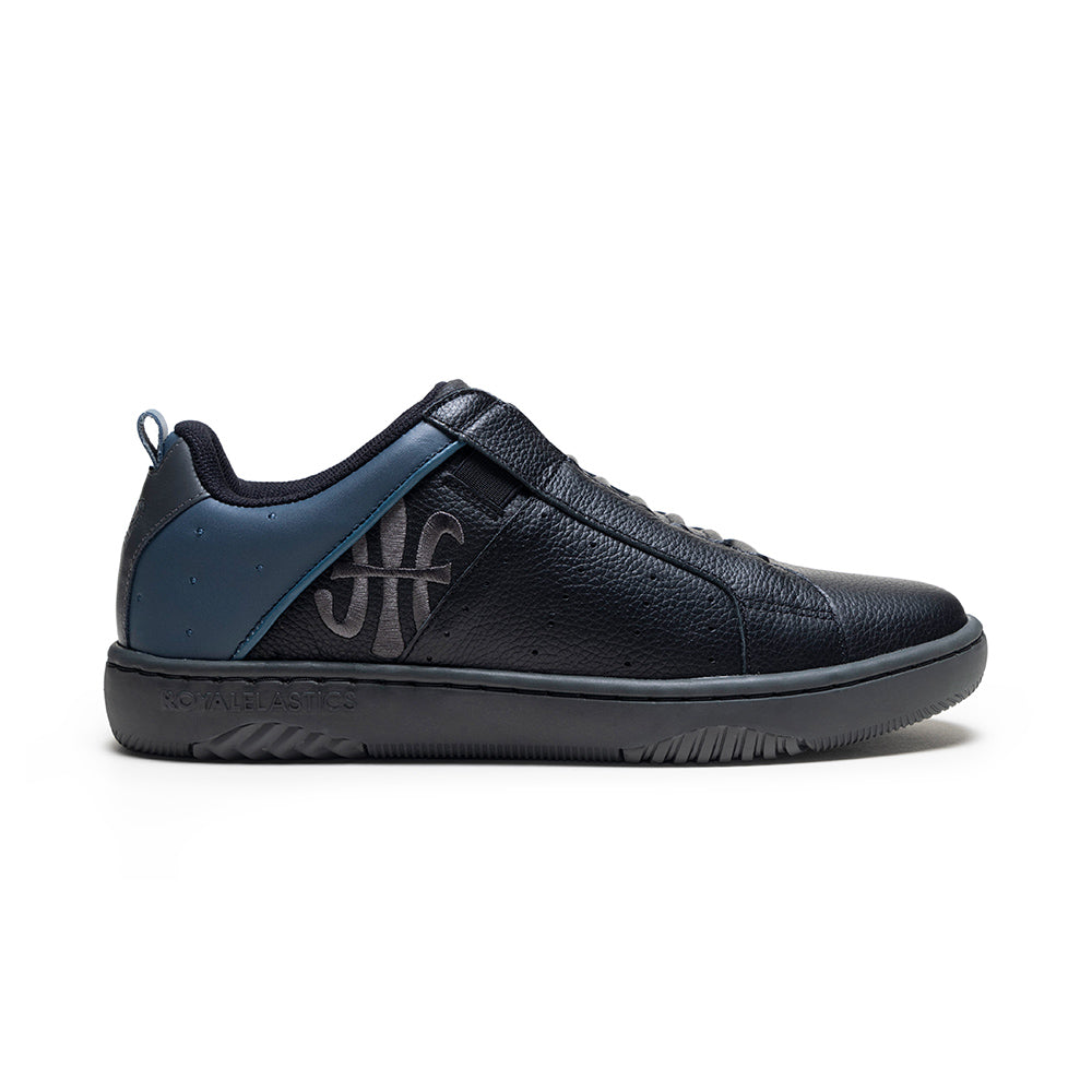 Men's Icon 2.0 Black Blue Logo Leather Sneakers