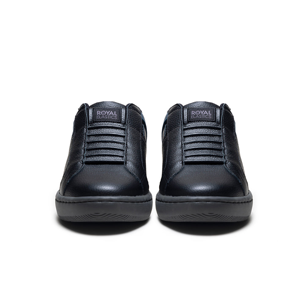 Men's Icon 2.0 Black Blue Logo Leather Sneakers