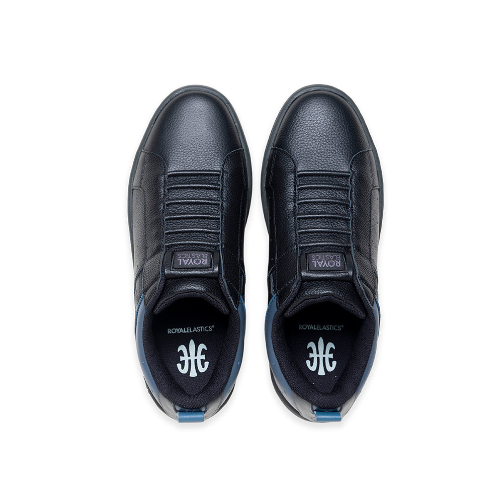 Men's Icon 2.0 Black Blue Logo Leather Sneakers