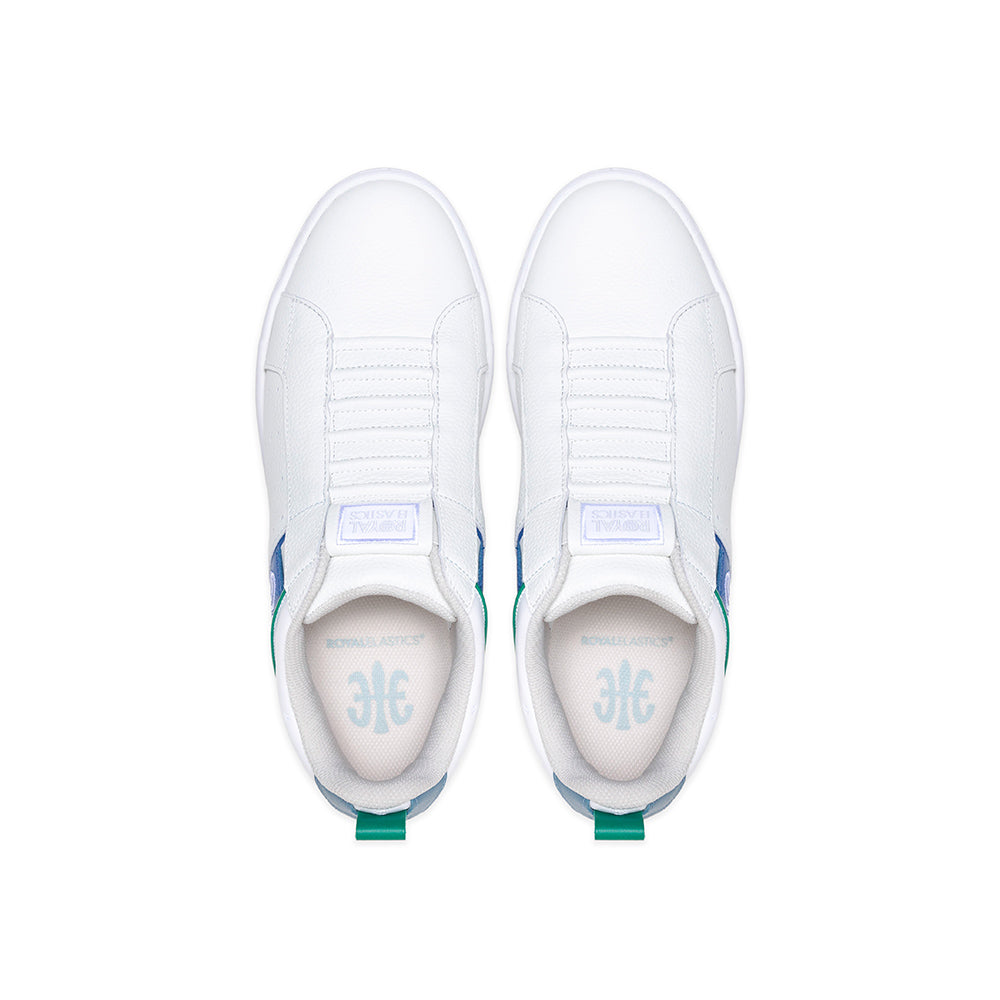 Men's Icon 2.0 White Blue Logo Leather Sneakers