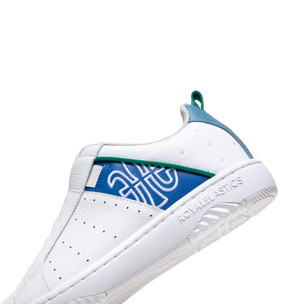 Men's Icon 2.0 White Blue Logo Leather Sneakers