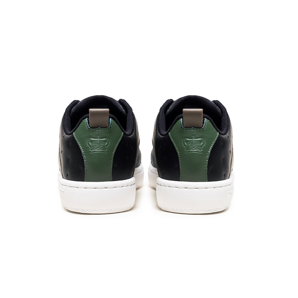 Men's Icon 2.0 Black Green Logo Leather Sneakers