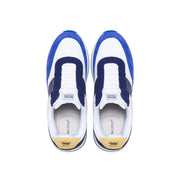 Men's Crown Lux White Blue Yellow Leather Sneakers