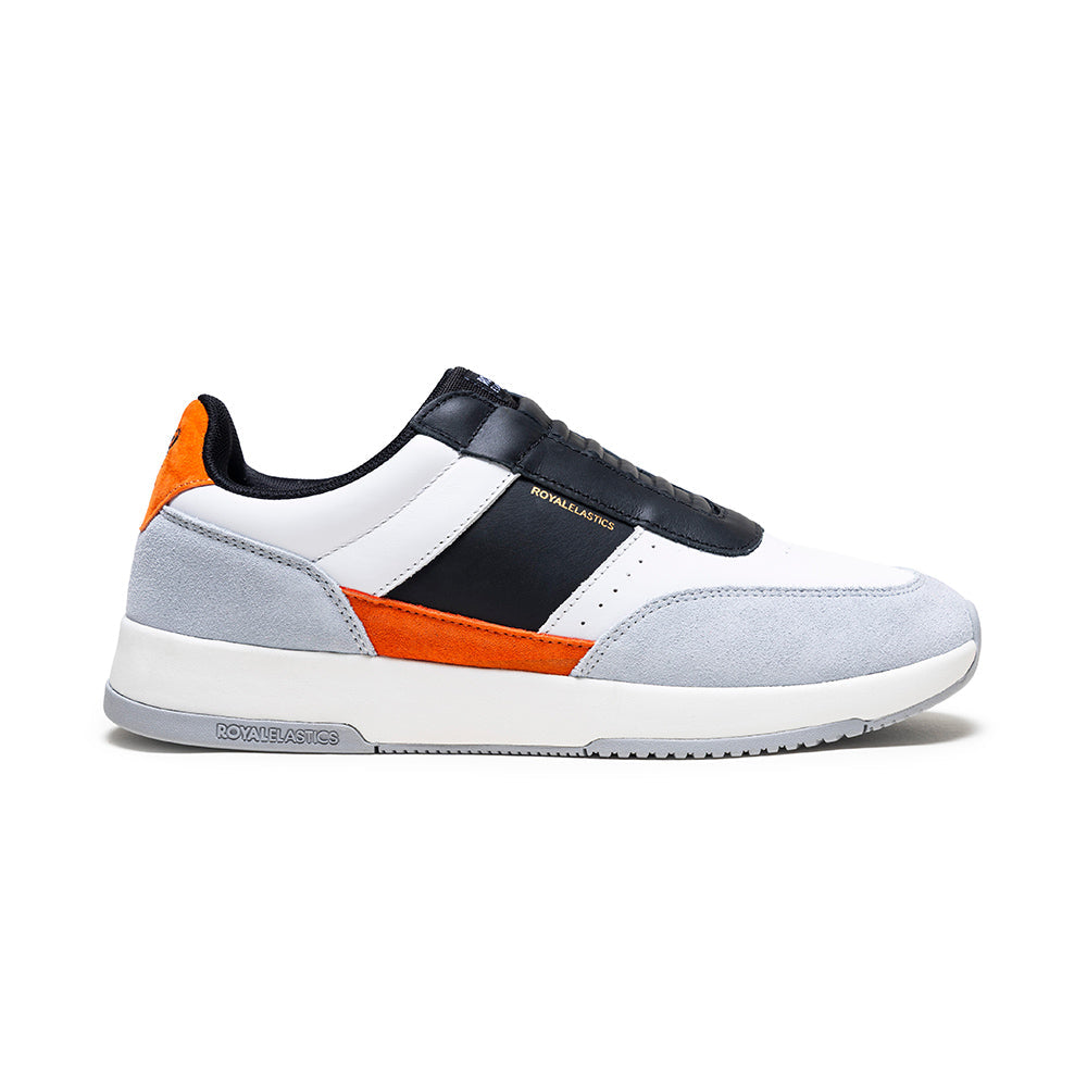 Men's Crown Lux White Black Orange Leather Sneakers 07543-092