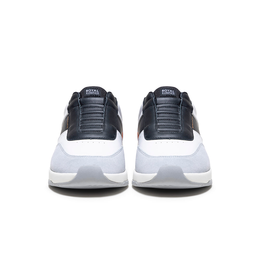 Men's Crown Lux White Black Orange Leather Sneakers 07543-092