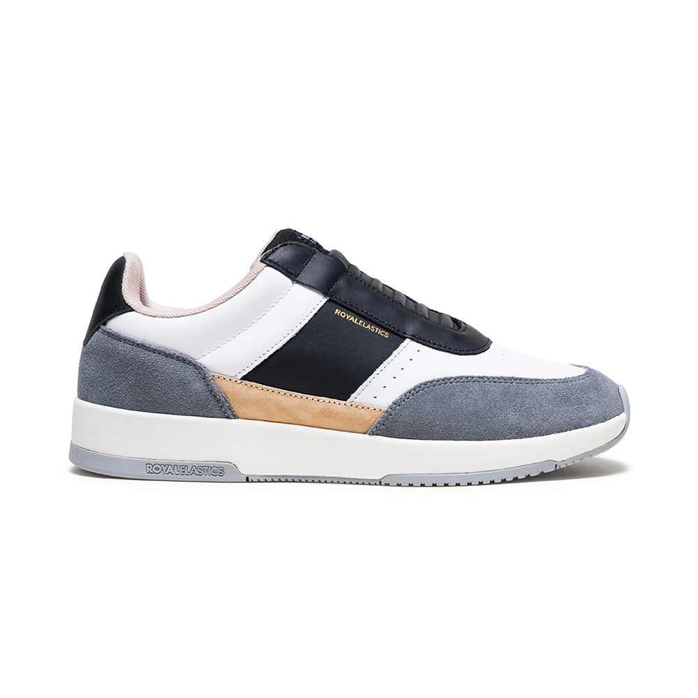 Men's Crown Lux White Black Gray Leather Sneakers