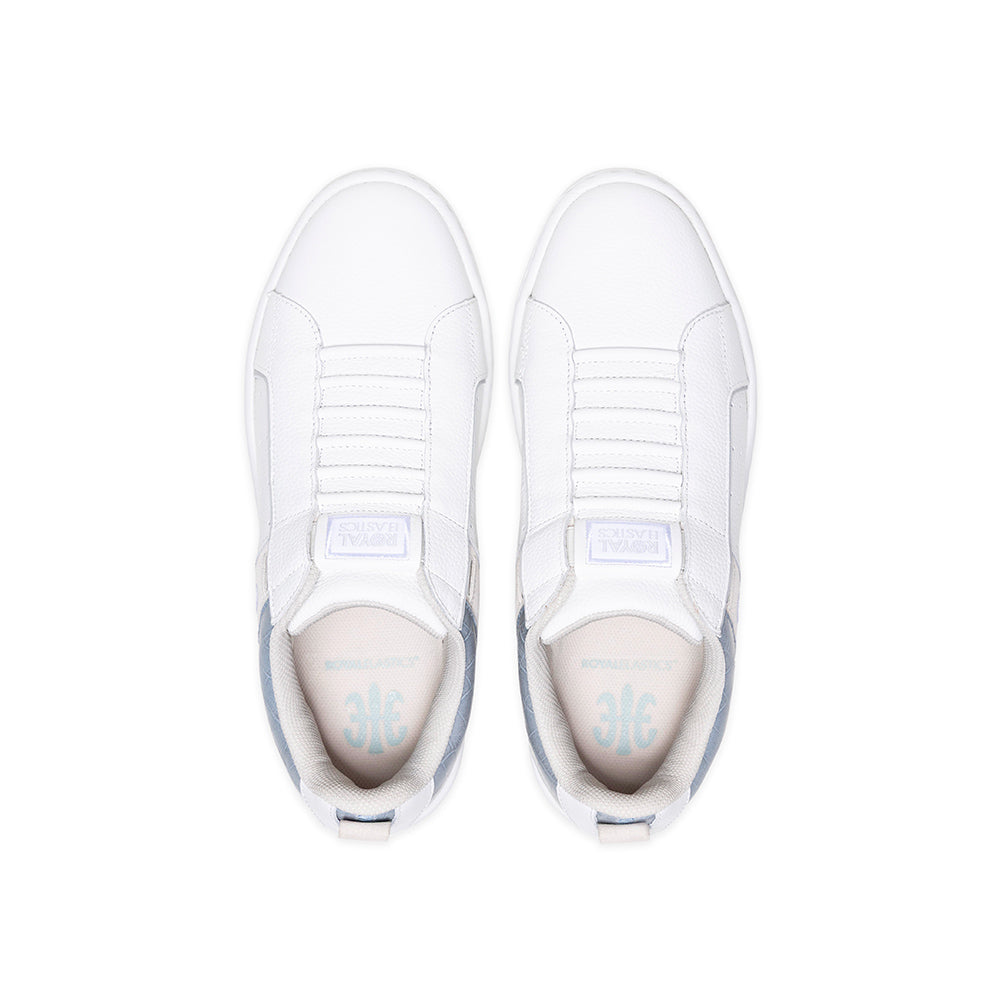 Women's Icon 2.0 White Beige Gray Logo Leather Sneakers