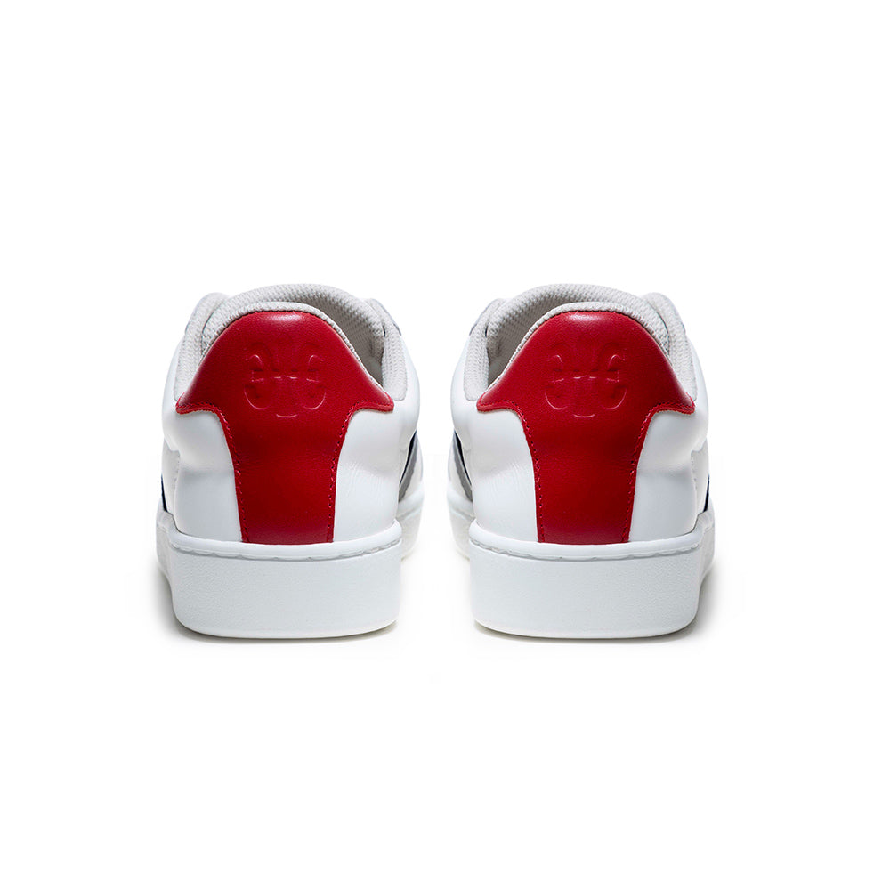 Women's Bishop White Black Red Leather Sneakers