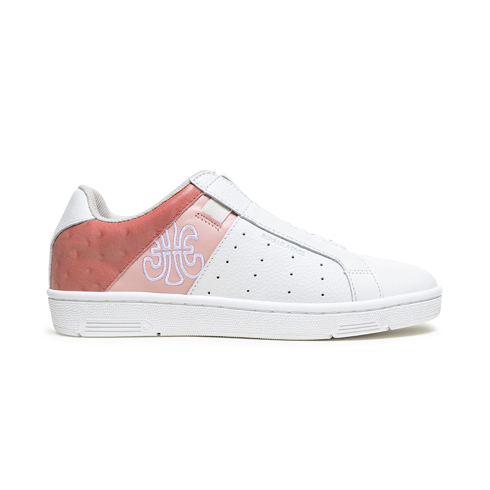 Women's Icon OG White Pink Logo Leather Sneakers