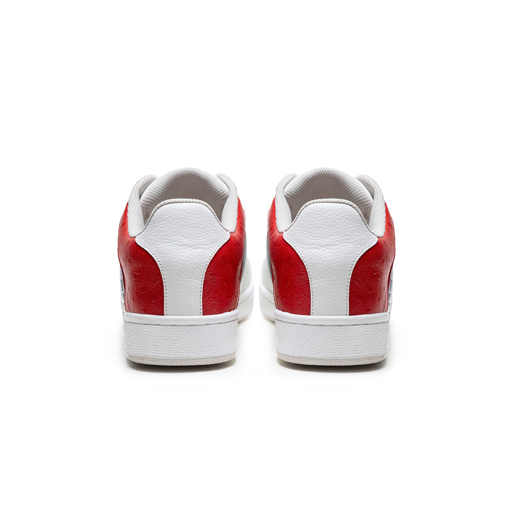 Women's Icon OG White Blue Red Logo Leather Sneakers