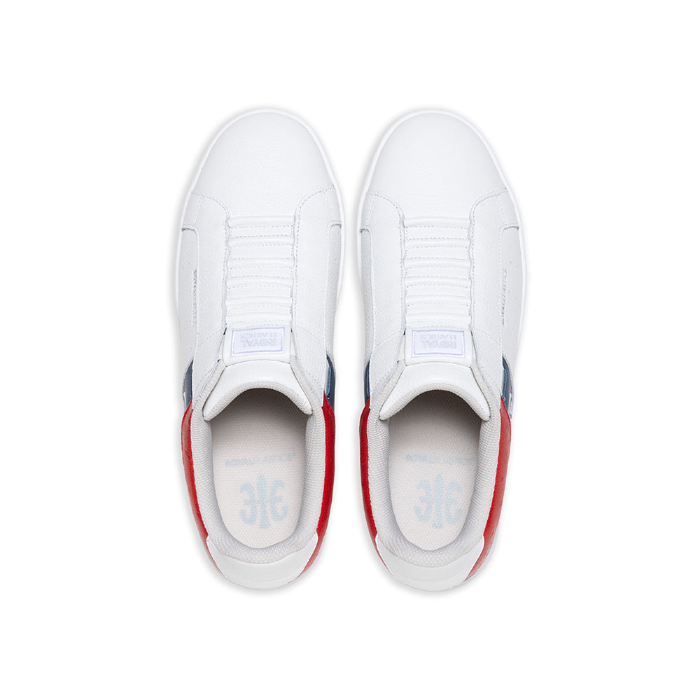 Women's Icon OG White Blue Red Logo Leather Sneakers