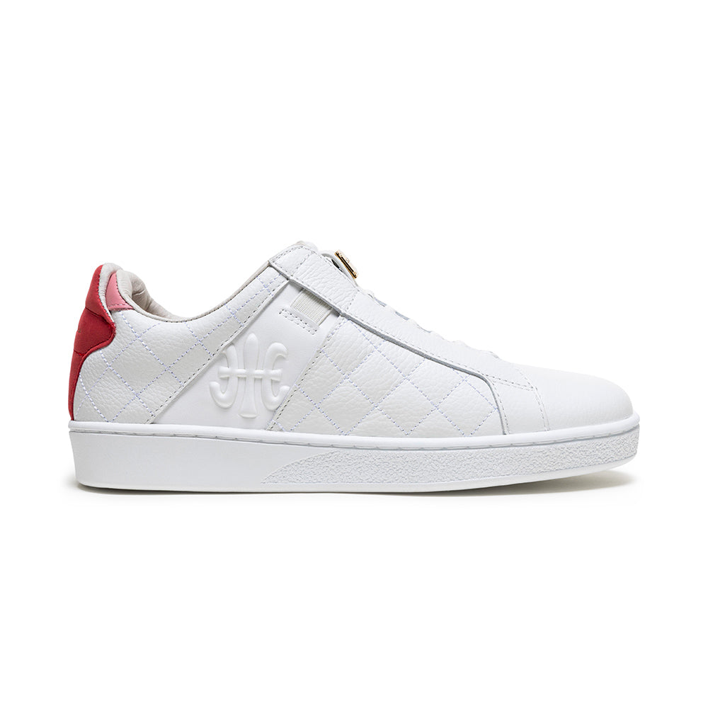 Women's Icon Lux White Red Leather Sneakers