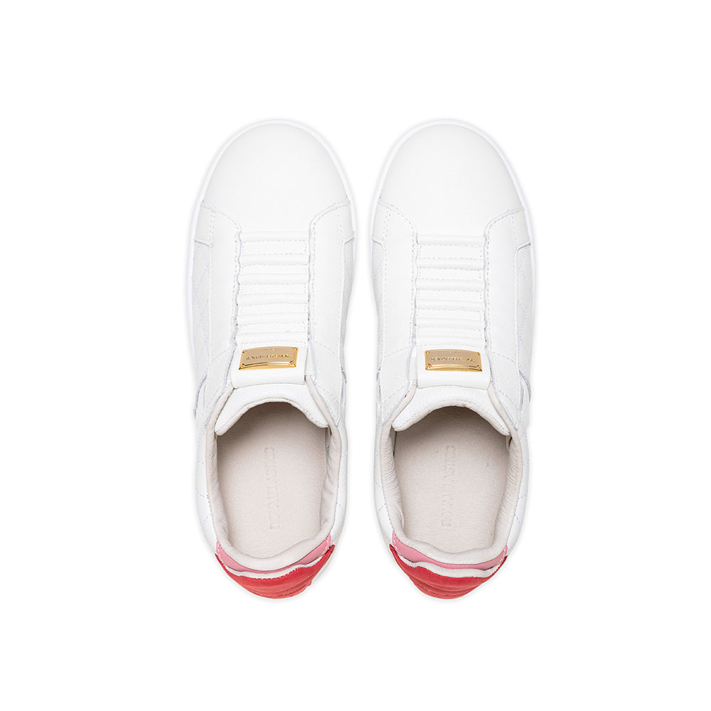 Women's Icon Lux White Red Leather Sneakers