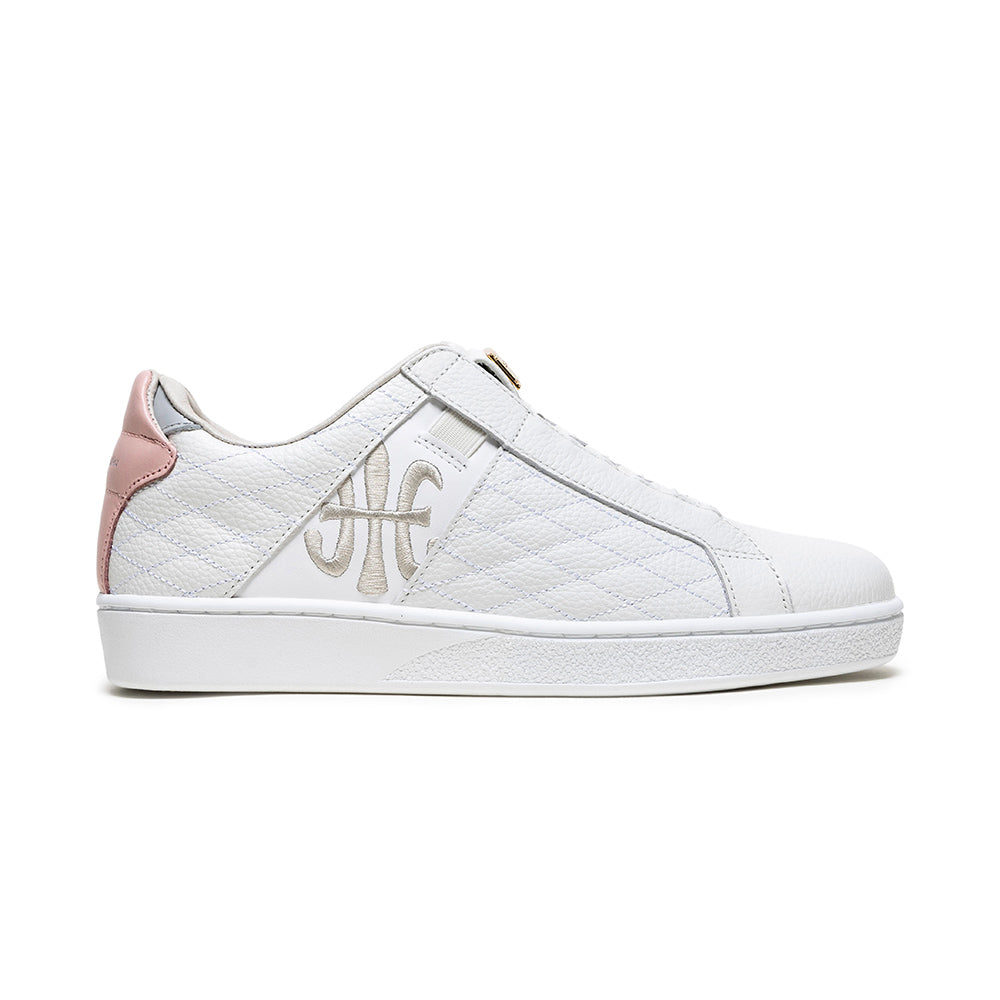Women's Icon Lux White Pink Leather Sneakers