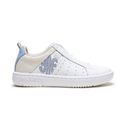 Women's Icon 2.0 White Blue Logo Leather Sneakers