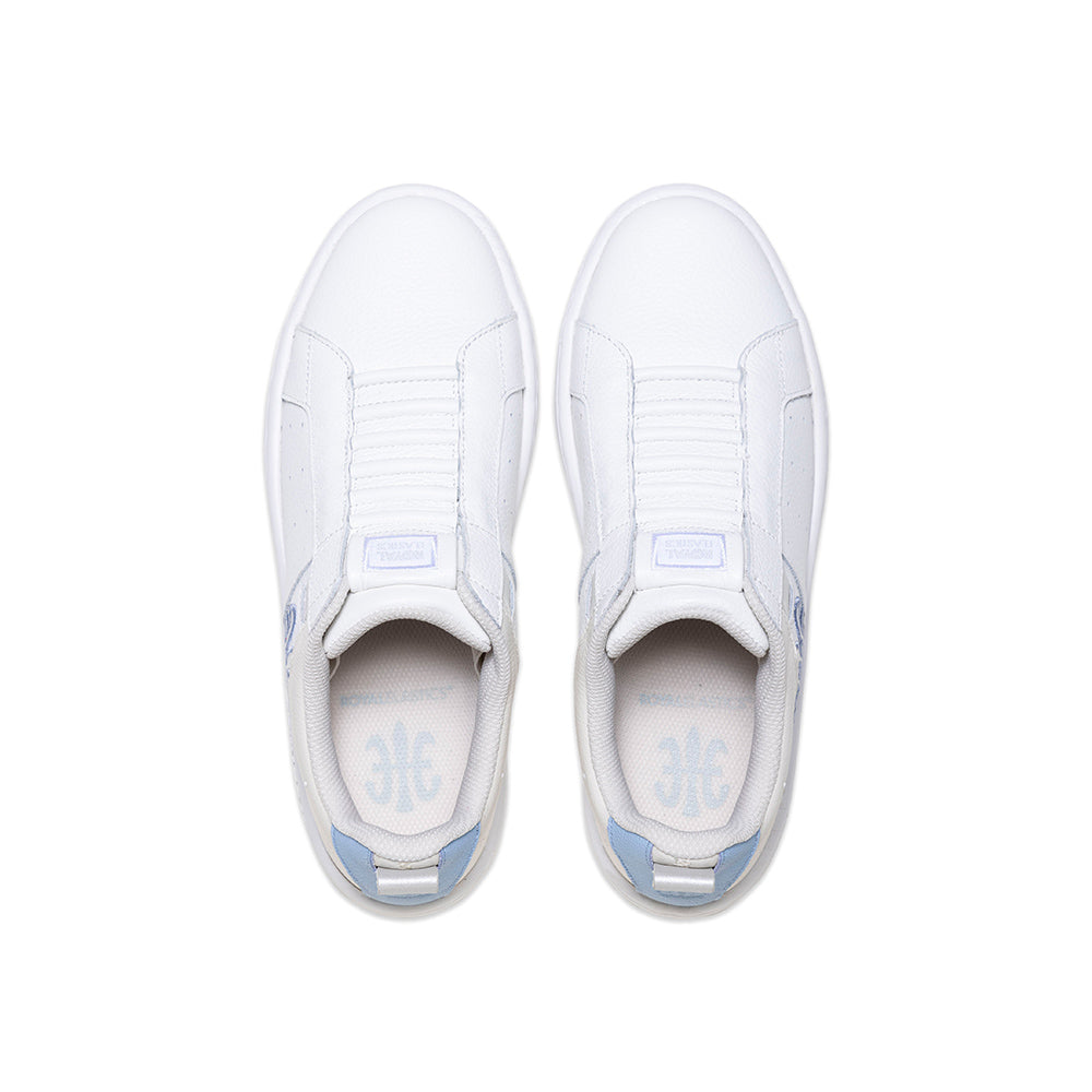 Women's Icon 2.0 White Blue Logo Leather Sneakers