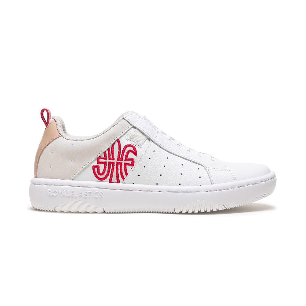 Women's Icon 2.0 White Red Logo Leather Sneakers