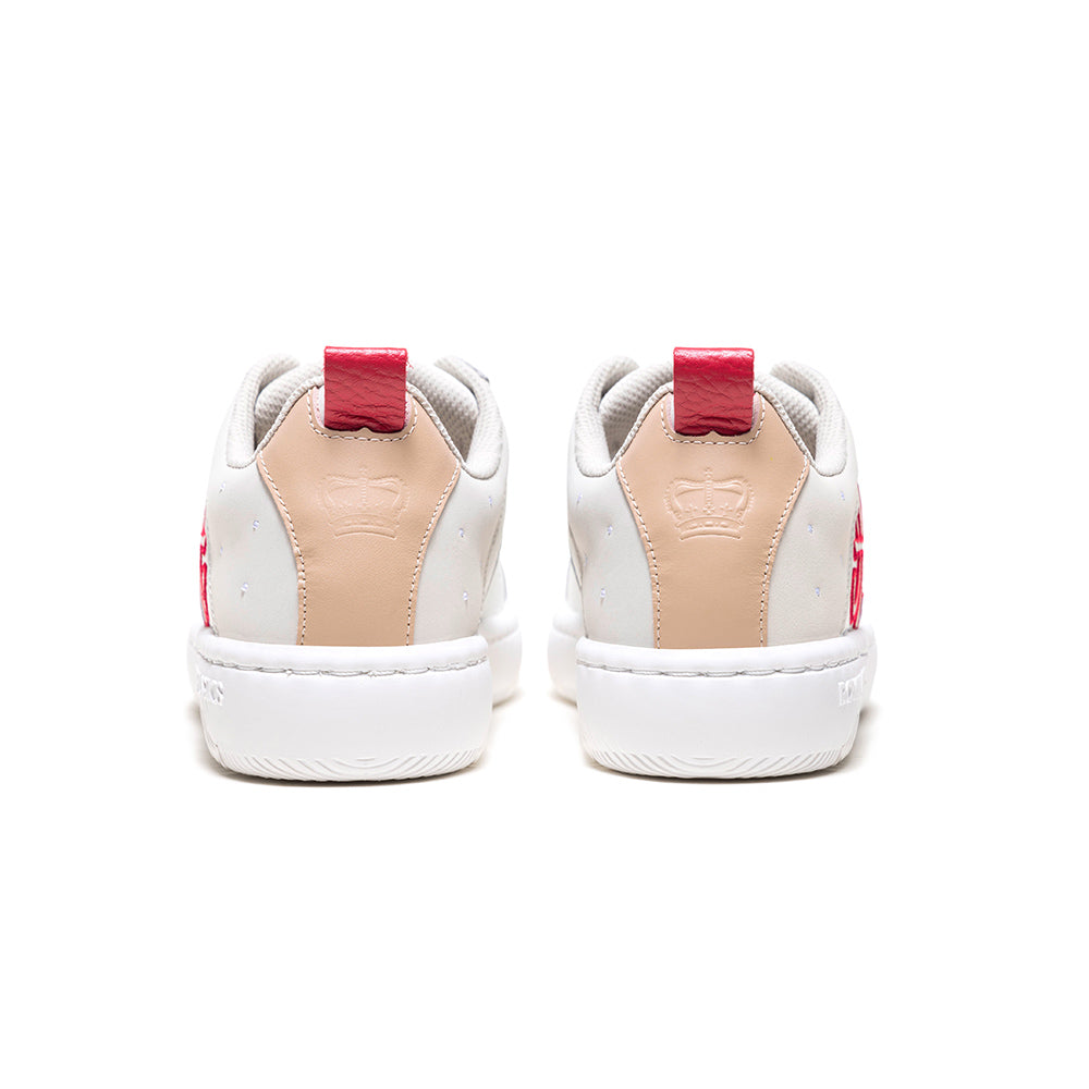 Women's Icon 2.0 White Red Logo Leather Sneakers